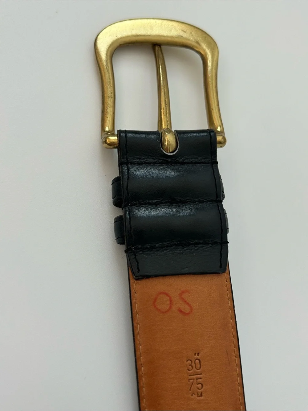 Vintage Coach Leather Belt #8200 English Calfskin Solid Brass USA Black Classic